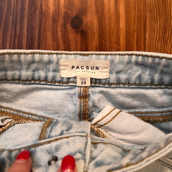 PACSUN Light Wash Denim High Waisted Mini Skirt - Picture 5 of 7